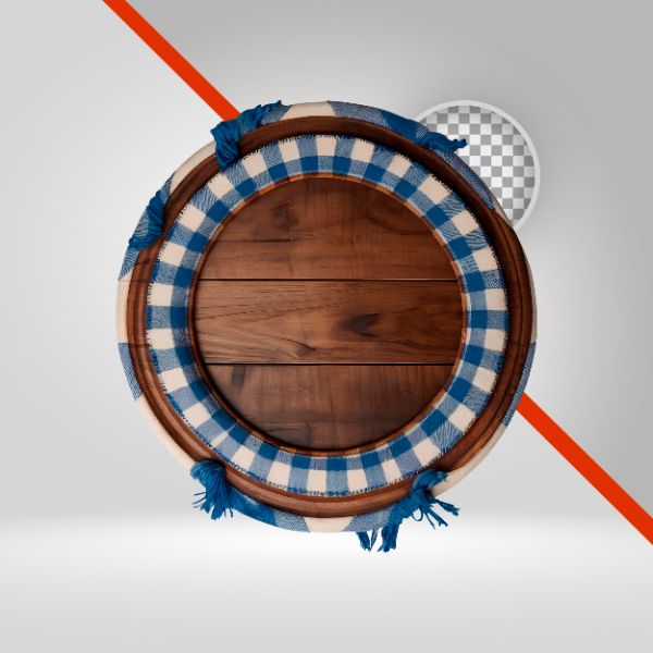 CÍRCULO SÃO JOÃO 3D, ELIPSE DE MADEIRA PRA TEXTO, ELEMENTO PNG, QUADRICULADO, FUNDO TRANSPARENTE, RODA, PANO