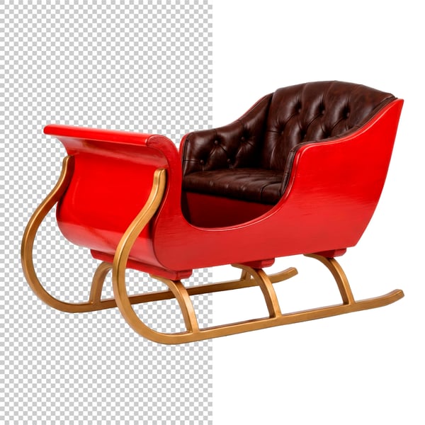 ELEMENTO 3D TRENÓ DE NATAL VERMELHO EM PNG TRANSPARENTE
