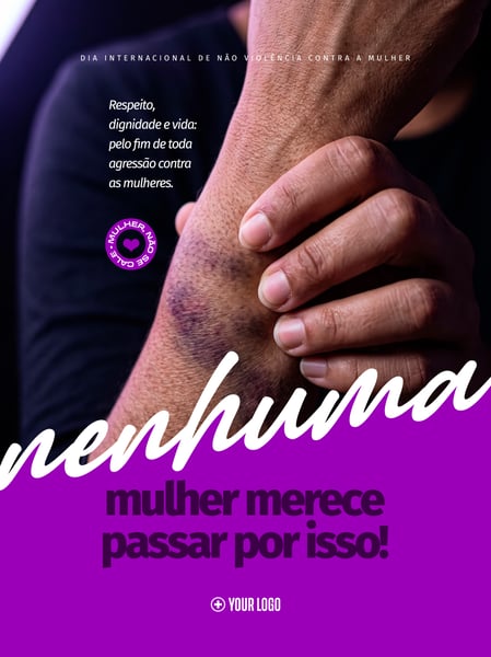 DIA DE NÃO VIOLÊNCIA CONTRA A MULHER SOCIAL MEDIA FLYER PSD EDITÁVEL