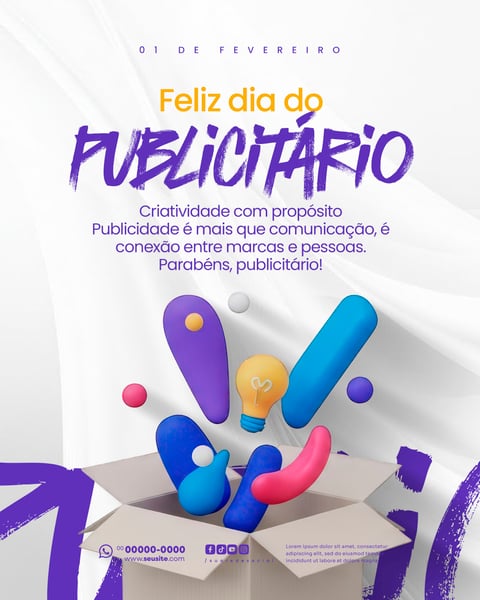DIA DO PUBLICITÁRIO 01 DE FEVEREIRO SOCIAL MEDIA PSD EDITÁVEL 3