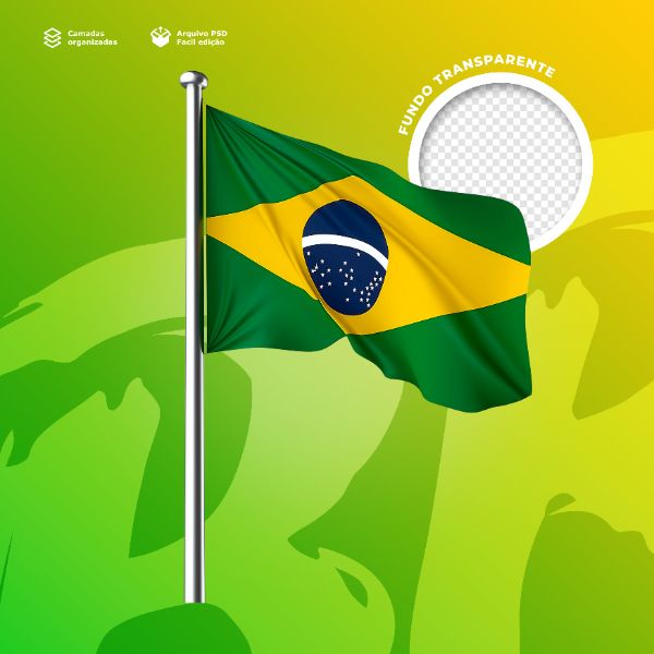 BANDEIRA DO BRASIL 3D PARA COMPOSIÇÃO 7 DE SETEMBRO