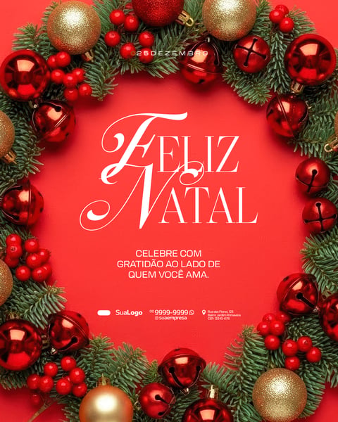 FEED FELIZ NATAL 25 DE DEZEMBRO SOCIAL MEDIA 5 PSD EDITÁVEL