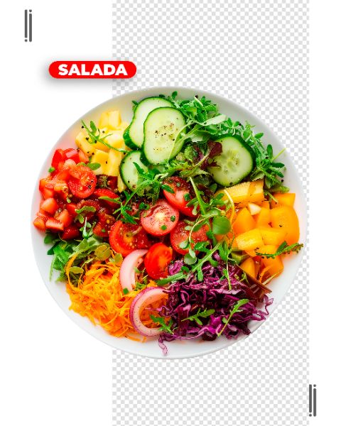 PRATO DE SALADA | SAÚDE | SAUDÁVEL | IMAGEM SEM FUNDO | PSD EDITÁVEL