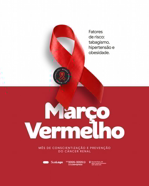 MARÇO VERMELHO PREVENÇÃO CÂNCER RENAL SOCIAL MEDIA PSD EDITÁVEL 4