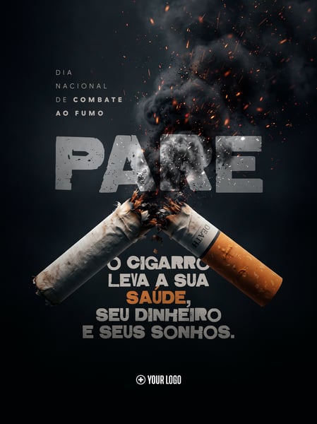 COMBATE AO TABAGISMO E SAÚDE PULMONAR SOCIAL MEDIA FLYER PSD EDITÁVEL