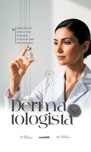 DIA DO DERMATOLOGISTA 05 DE FEVEREIRO PARABÉNS SOCIAL MEDIA PSD EDITÁVEL