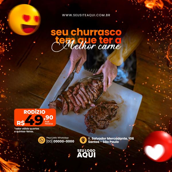 FEED QUADRADO - AÇOUGUE | CARNE | CHURRASCO | SOCIAL MEDIA | PSD EDITÁVEL