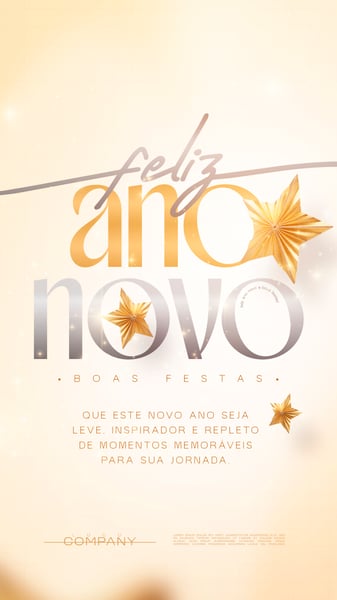 FELIZ ANO NOVO ESTRELA DOURADA SOCIAL MEDIA FLYER PSD EDITÁVEL STORY