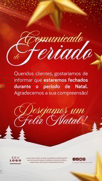 COMUNICADO DE NATAL AVISO ANÚNCIO RECESSO FERIADO STORY SOCIAL MEDIA PSD EDITÁVEL 6