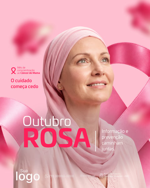 OUTUBRO ROSA CAMPANHA DE CONSCIENTIZAÇÃO E PREVENÇÃO DO CÂNCER DE MAMA PSD EDITÁVEL 1