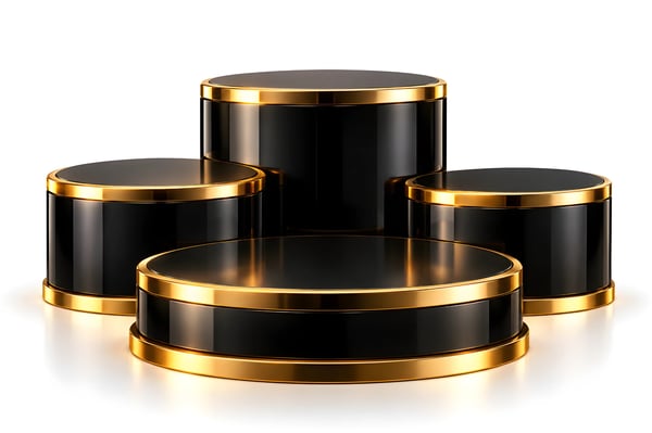 PÓDIO LUXUOSO PRETO E DOURADO