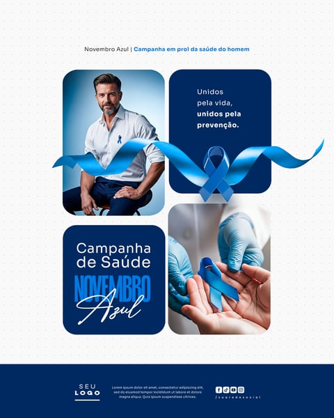 NOVEMBRO AZUL MÊS DE COMBATE AO CÂNCER DE PRÓSTATA CAMPANHA MUNDIAL DE SAÚDE SOCIAL MEDIA PSD EDITÁVEL 8