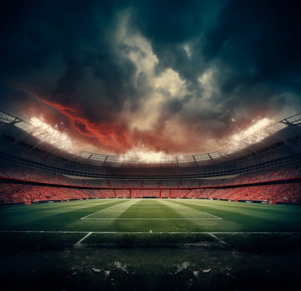 FOTO DE ESTÁDIO REALISTA COM FUMAÇA EM 4K