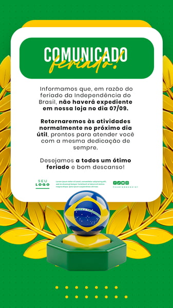 COMUNICADO AVISO 7 DE SETEMBRO INDEPENDÊNCIA DO BRASIL