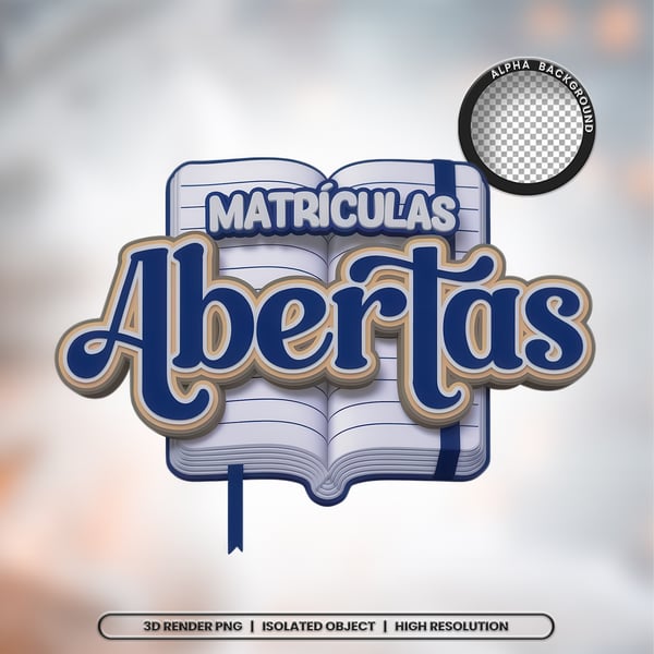 ICD SELO 3D RENDER MATRÍCULAS ABERTAS ESCOLA ELEMENTO ÍCONE PSD PNG (340)