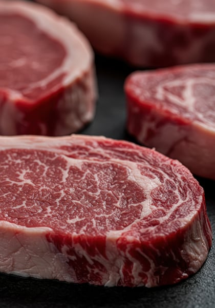 CLOSE DE CORTES MARMORIZADOS DE CARNE CRUA PREMIUM 2