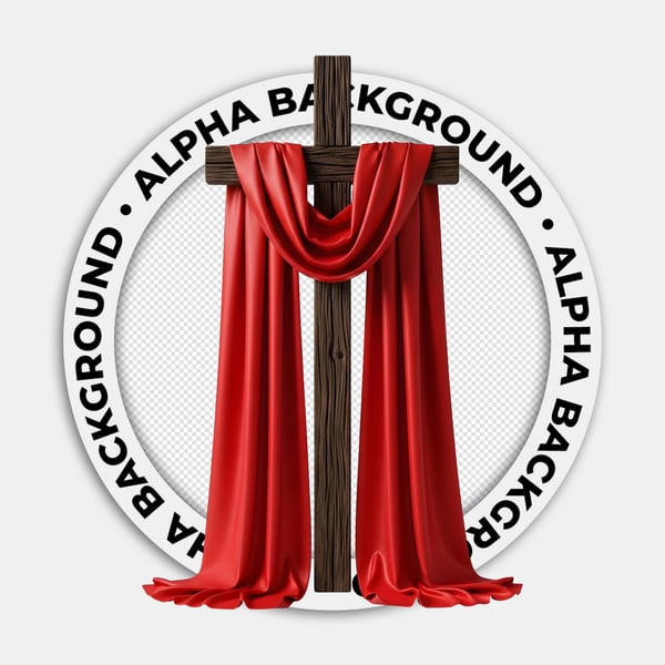 CRUZ DE MADEIRA COM UM TECIDO VERMELHO EM VOLTA DO TECIDO 03