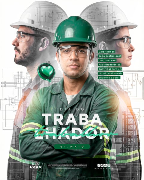 DIA DO TRABALHADOR 01 DE MAIO SOCIAL MEDIA PSD EDITÁVEL 5