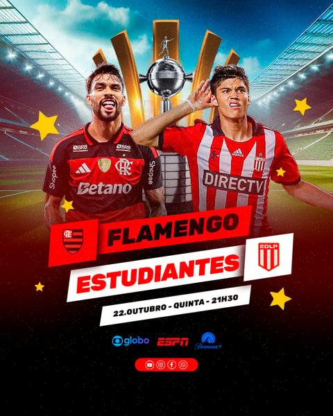 Futebol Flamengo Estudiantes Semifinal Libertadores PSD Editável