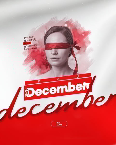 RED DECEMBER MÊS DE LUTA E CONSCIENTIZAÇÃO CONTRA AIDS, HIV E OUTRAS ISTs SOCIAL MEDIA EDITÁVEL PSD
