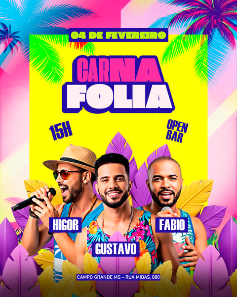 FLYER EVENTO SHOW CARNAVAL CARNAFOLIA PSD FEED 30