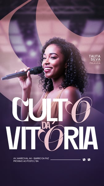 FLYER GOSPEL CULTO DOMINGO DE LOUVOR E ADORAÇÃO IGREJA SOCIAL MEDIA PSD EDITÁVEL