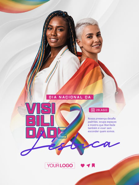 DIA NACIONAL DA VISIBILIDADE LÉS BICA 29 DE AGOSTO SOCIAL MEDIA PSD EDITÁVEL 03