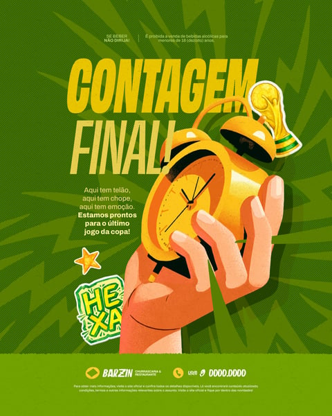 Copa do Mundo 2026 Bar Restaurante Contagem Final Hexa Telão Chopp Social Media PSD Editável