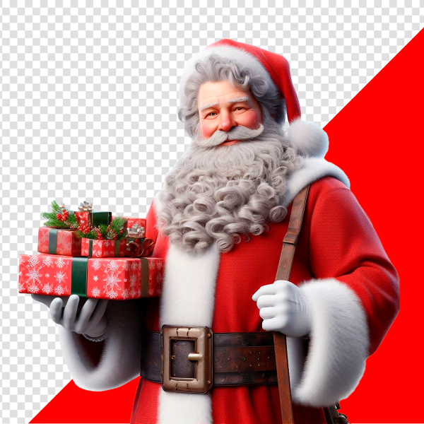 IMAGEM DE PAPAI NOEL COM PRESENTES SEM FUNDO