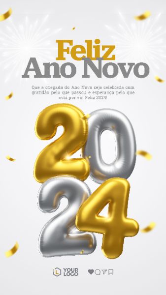 Feliz Ano Novo 2024 Template Social Media