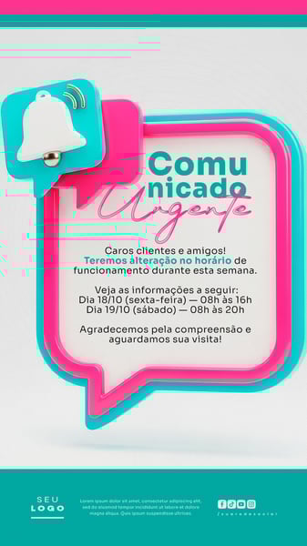 COMUNICADO AVISO STORY SOCIAL MEDIA PSD EDITÁVEL 16