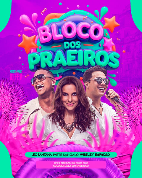 FLYER PARA EVENTOS BLOCO DOS PRAEIROS FEED