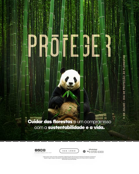 11 DE JULHO - DIA DE PROTEÇÃO ÀS FLORESTAS FLYER SOCIAL MEDIA PSD EDITÁVEL