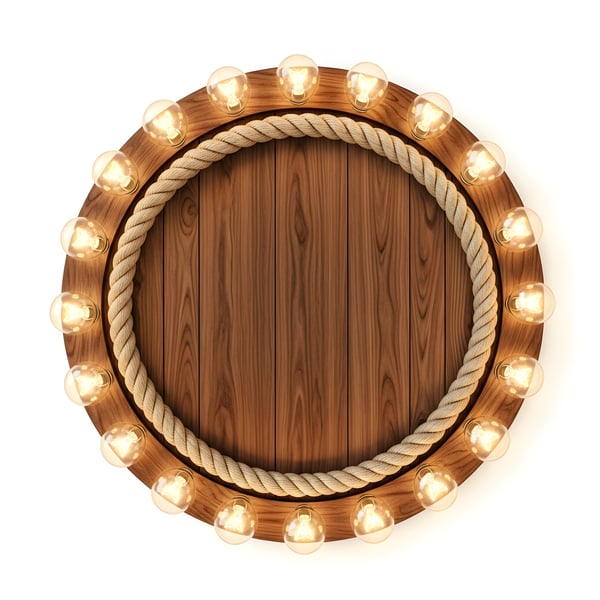 TAMPA DE MADEIRA COM LUZES EM VOLTA E UMA CORDA CIRCULAR AO CENTRO 06