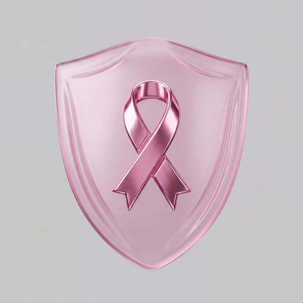 PINK AWARENESS RIBBON ON A POLISHED SHIELD
