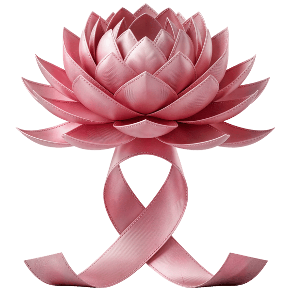 PINK RIBBON LOTUS FLOWER SCULPTURE FEATURING DETAILED STITCHED PETALS