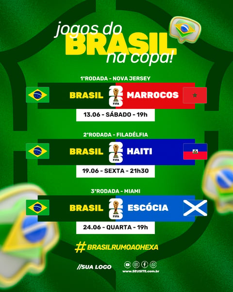 Post Instagram Jogos do Brasil Copa PSD Editável