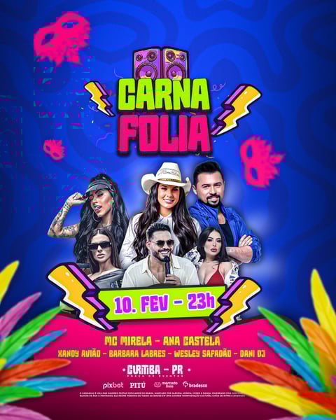 Flyer Artistas e Eventos Bloquinho de Carnaval PSD Editável