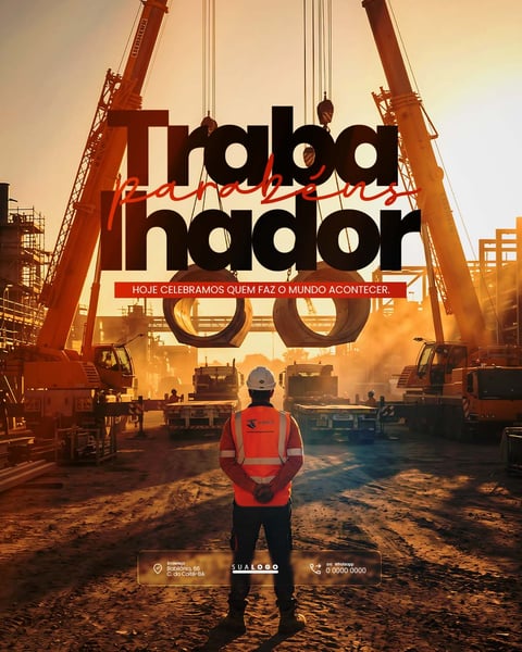 DIA DO TRABALHADOR 01 DE MAIO PARABÉNS SOCIAL MEDIA PSD EDITÁVEL 3