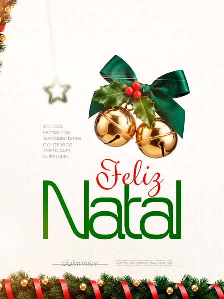 FELIZ NATAL COM GUIZOS DOURADOS SOCIAL MEDIA FLYER PSD EDITÁVEL