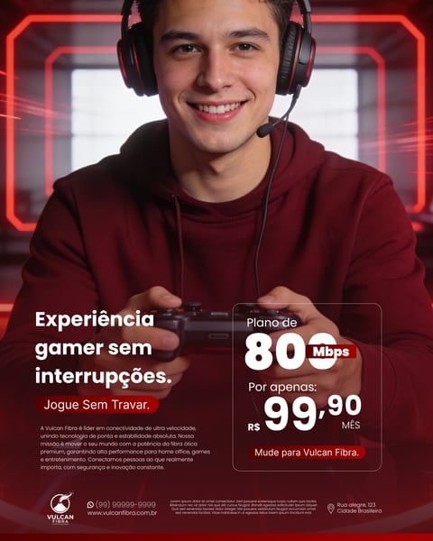 Plano De Internet Fibra Ótica De Alta Velocidade Para Gamers Social Media PSD Editável