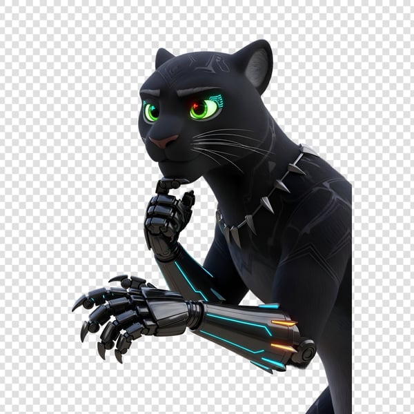 PANTERA NEGRA ESTILOSA COM BRAÇO ROBÓTICO FUTURISTA (6)