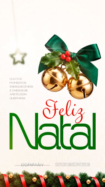 FELIZ NATAL COM GUIZOS DOURADOS SOCIAL MEDIA FLYER PSD EDITÁVEL STORY
