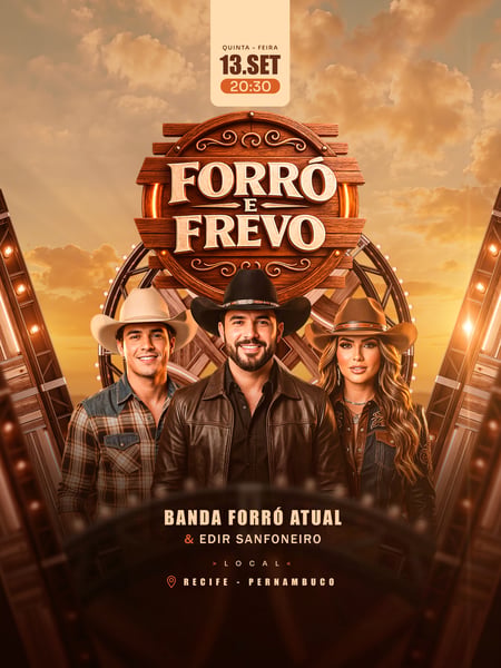 FLYER FORRÓ E FREVO PARA FEED TEMPLATE