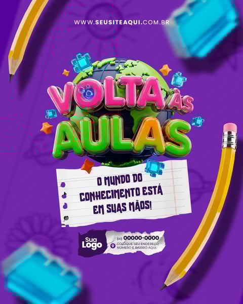 FEED ESCOLA VOLTA AS AULAS SOCIAL MEDIA PSD EDITÁVEL 2