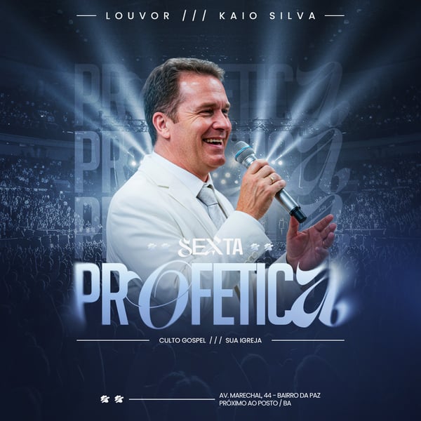 FLYER GOSPEL CULTO DOMINGO DE LOUVOR E ADORAÇÃO IGREJA SOCIAL MEDIA PSD EDITÁVEL