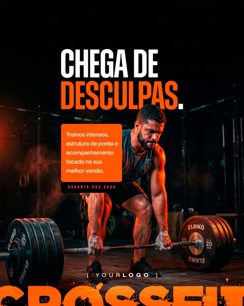 CHEGA DE DESCULPAS CROSSFIT SOCIAL MEDIA PSD EDITÁVEL