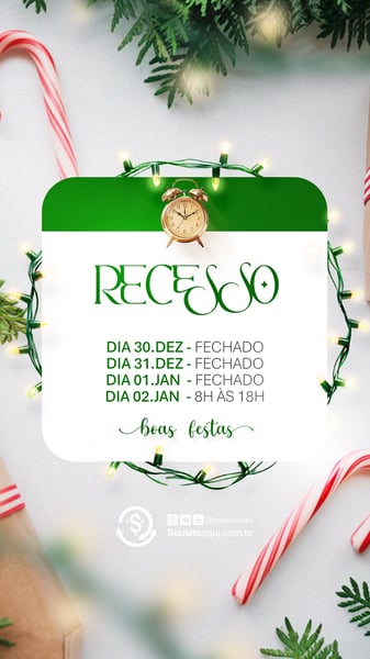 AVISO INFORME HORÁRIO COMUNIDADO FELIZ NATAL ANO NOVO SOCIAL MEDIA PSD EDITÁVEL