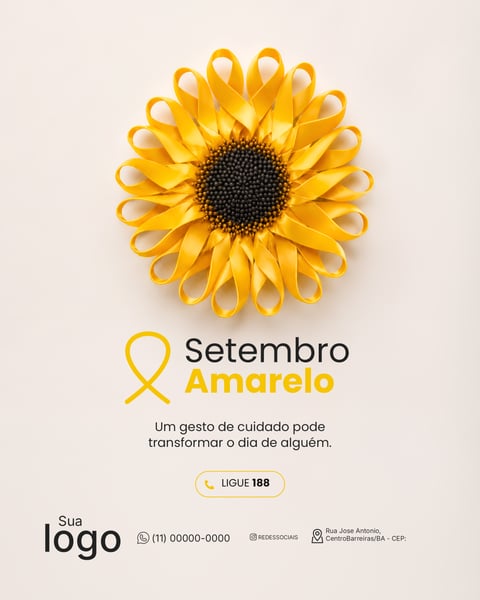 SETEMBRO AMARELO MÊS DE PREVENÇÃO AO SUICÍDIO SOCIAL MEDIA PSD EDITÁVEL 1