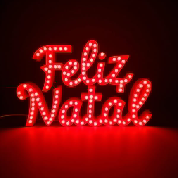 PALAVRA FELIZ NATAL VERMELHA LUZES IMAGEM